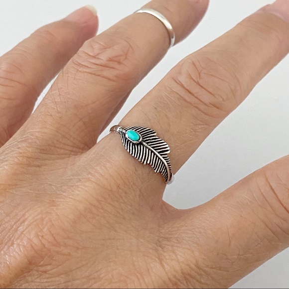 Jewelry - 🦅TOP SELLER🦅 Silver Feather Ring with Turquoise, Silver Rings, Angel Wings